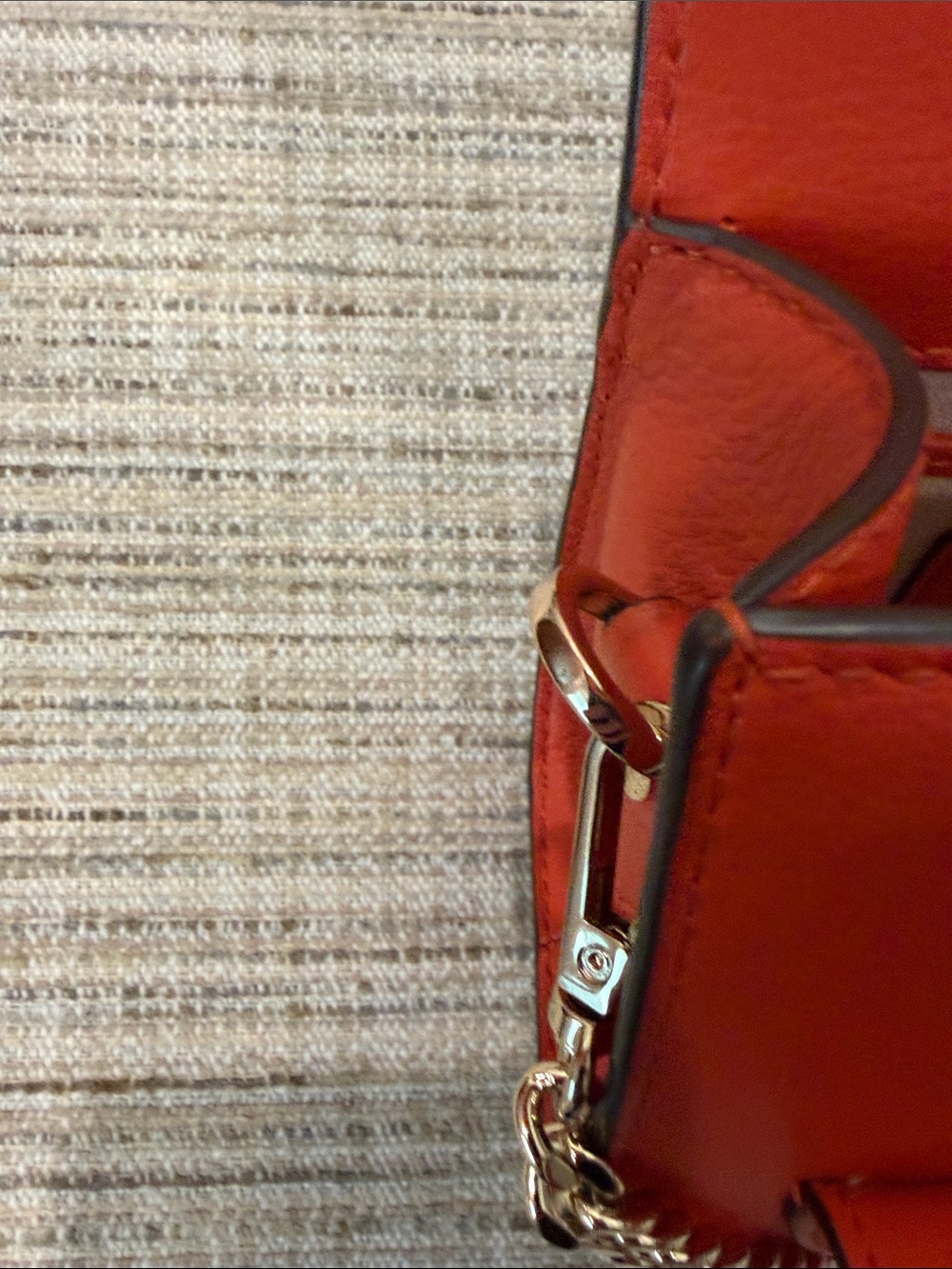 Strathberry Mini Crossbody in Burnt Orange with Gold Chain - Picture 11 of 16